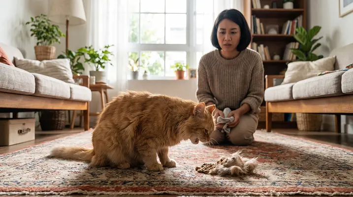 Por qué los gatos vomitan: bolas de pelo frente a algo grave